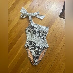 J. Crew Blue and White One-Piece Swimsuit